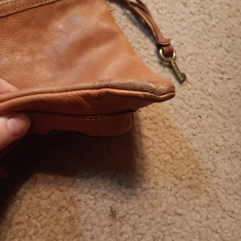 Fossil Patchwork Leather Brown Boho Crossbody Bag - image 5